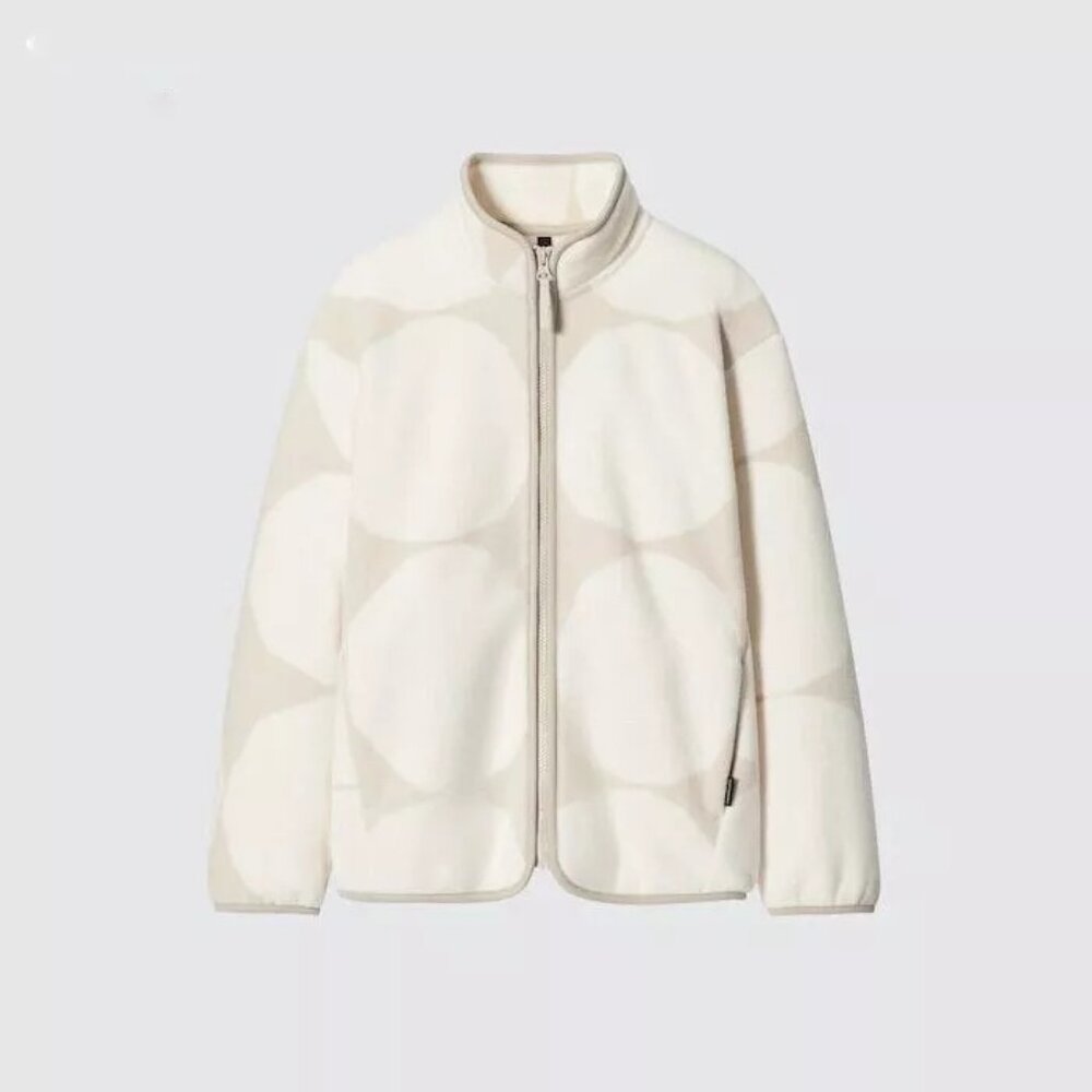 UNIQLO x Marimekko Fleece Full Zip Jacket in Cream and White (Japan L, US M)